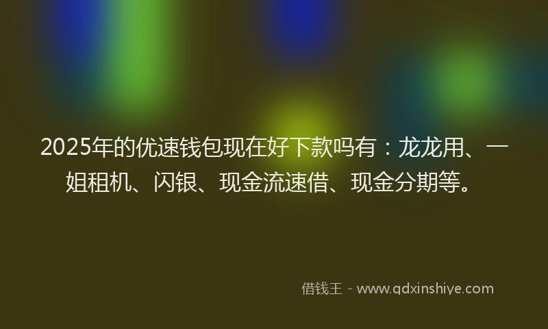 2025年的优速钱包现在好下款吗有：龙龙用、一姐租机、闪银、现金流速借、现金分期等。
