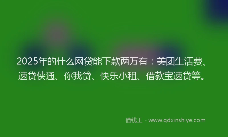 2025年的什么网贷能下款两万有：美团生活费、速贷侠通、你我贷、快乐小租、借款宝速贷等。