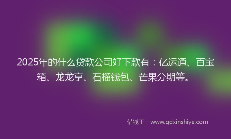 2025年的什么贷款公司好下款有：亿运通、百宝箱、龙龙享、石榴钱包、芒果分期等。