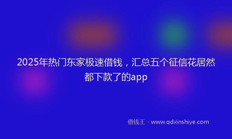 2025年热门东家极速借钱，汇总五个征信花居然都下款了的app