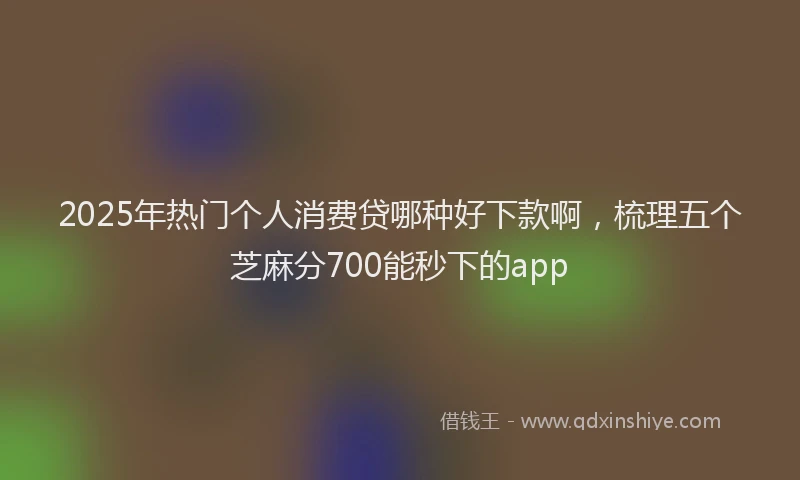 2025年热门个人消费贷哪种好下款啊，梳理五个芝麻分700能秒下的app