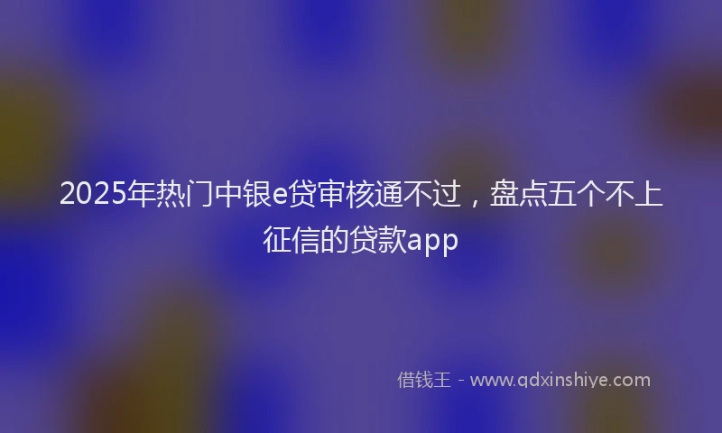 2025年热门中银e贷审核通不过，盘点五个不上征信的贷款app