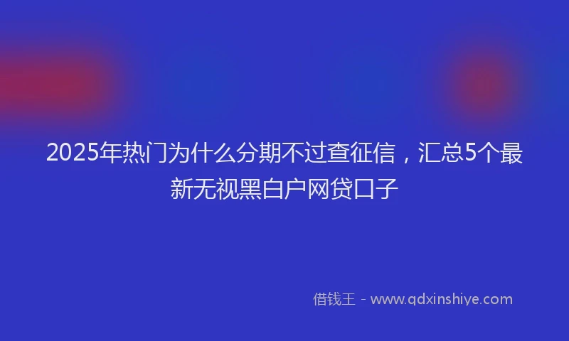 2025年热门为什么分期不过查征信，汇总5个最新无视黑白户网贷口子