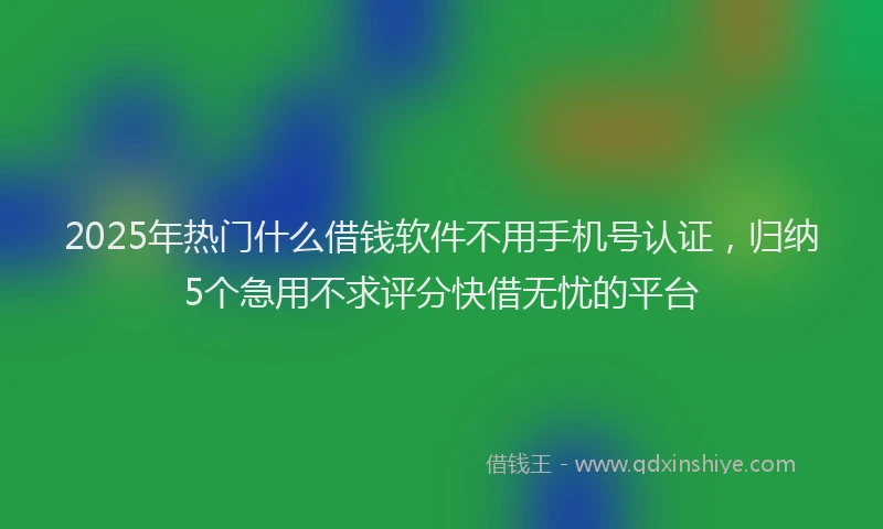 2025年热门什么借钱软件不用手机号认证，归纳5个急用不求评分快借无忧的平台