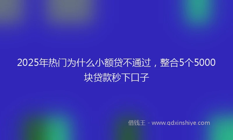 2025年热门为什么小额贷不通过，整合5个5000块贷款秒下口子