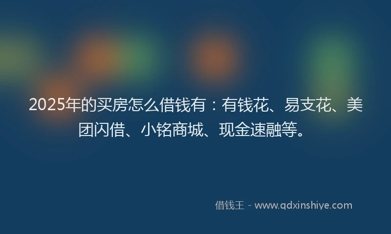2025年的买房怎么借钱有：有钱花、易支花、美团闪借、小铭商城、现金速融等。