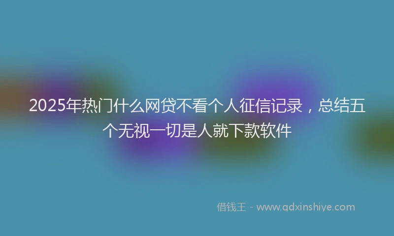 2025年热门什么网贷不看个人征信记录，总结五个无视一切是人就下款软件