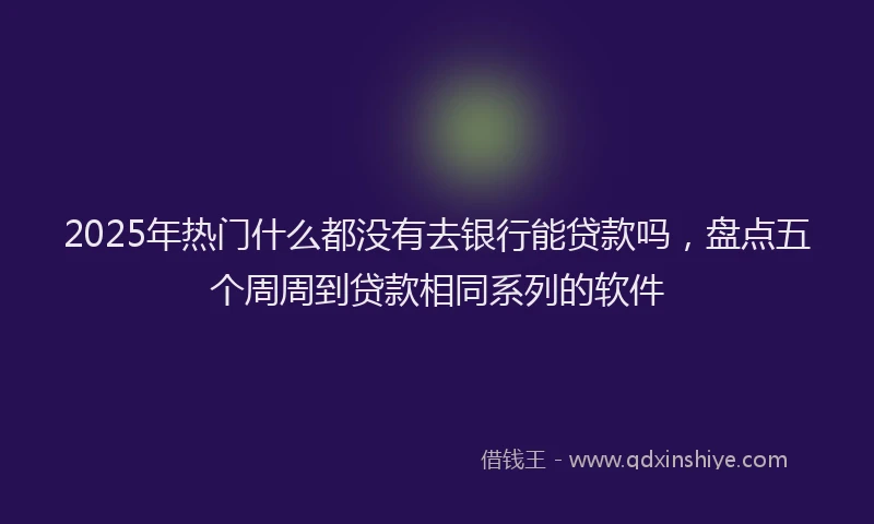 2025年热门什么都没有去银行能贷款吗，盘点五个周周到贷款相同系列的软件