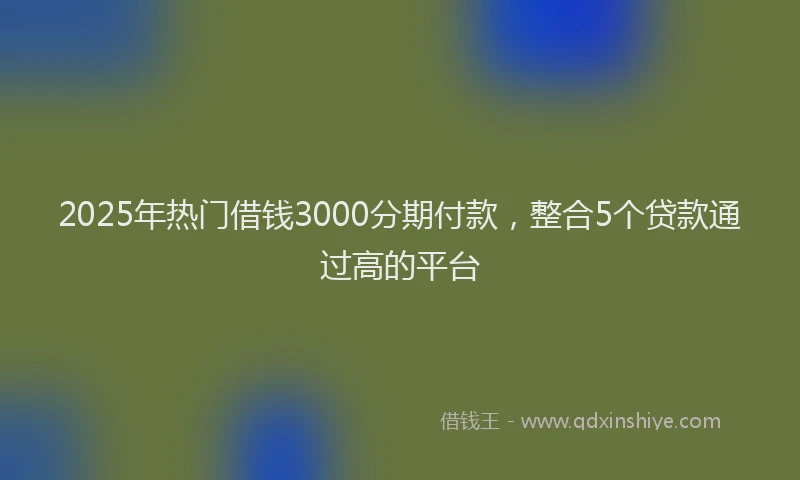 2025年热门借钱3000分期付款，整合5个贷款通过高的平台