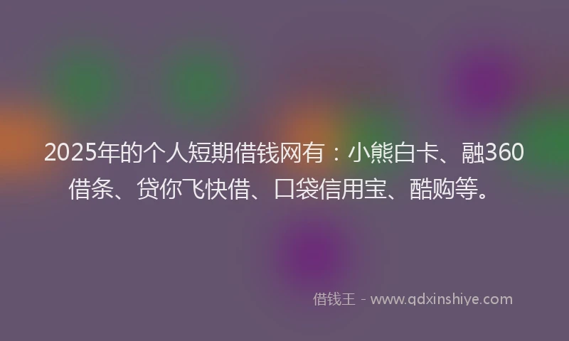 2025年的个人短期借钱网有：小熊白卡、融360借条、贷你飞快借、口袋信用宝、酷购等。