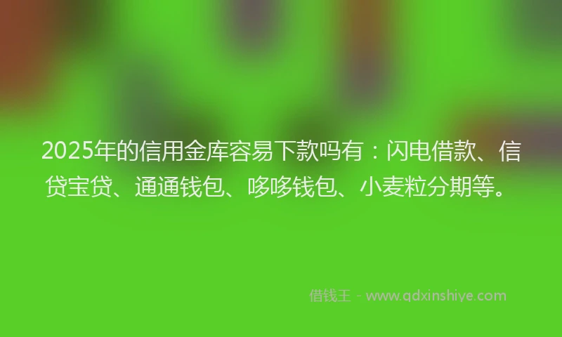 2025年的信用金库容易下款吗有：闪电借款、信贷宝贷、通通钱包、哆哆钱包、小麦粒分期等。