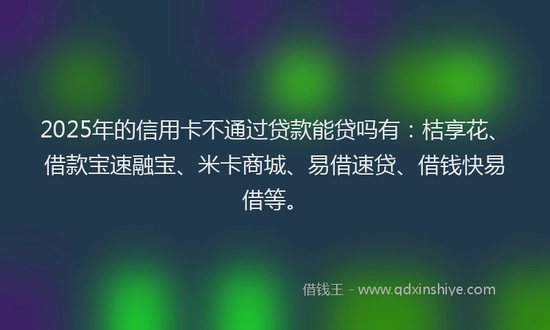 2025年的信用卡不通过贷款能贷吗有：桔享花、借款宝速融宝、米卡商城、易借速贷、借钱快易借等。