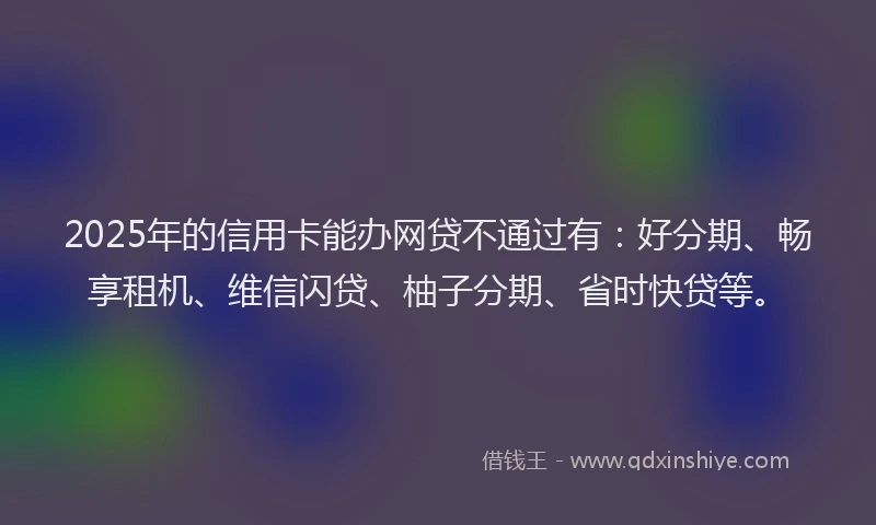 2025年的信用卡能办网贷不通过有：好分期、畅享租机、维信闪贷、柚子分期、省时快贷等。