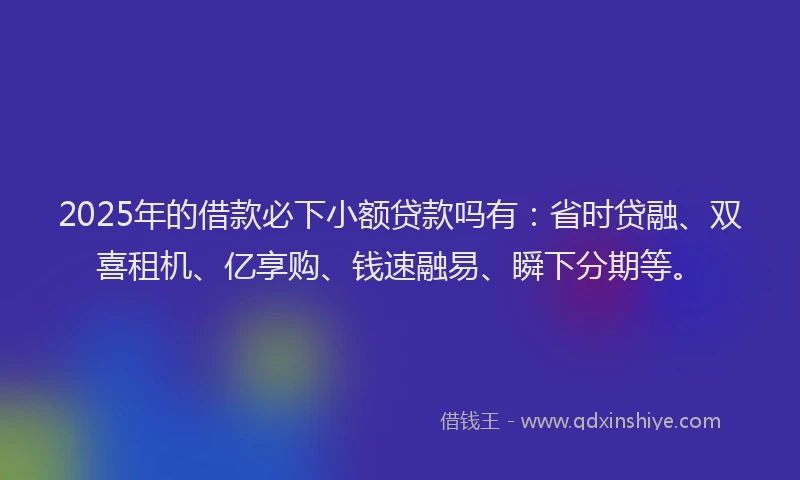 2025年的借款必下小额贷款吗有：省时贷融、双喜租机、亿享购、钱速融易、瞬下分期等。