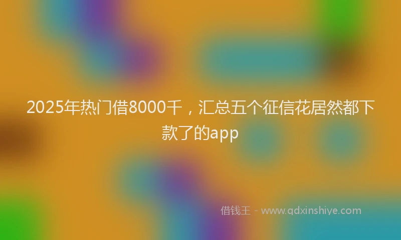 2025年热门借8000千，汇总五个征信花居然都下款了的app