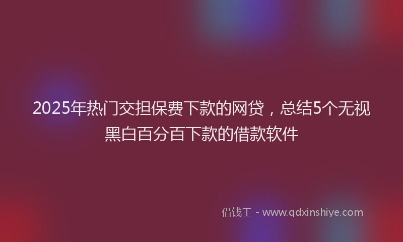 2025年热门交担保费下款的网贷，总结5个无视黑白百分百下款的借款软件