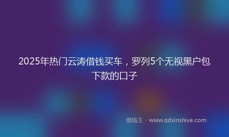 2025年热门云涛借钱买车，罗列5个无视黑户包下款的口子