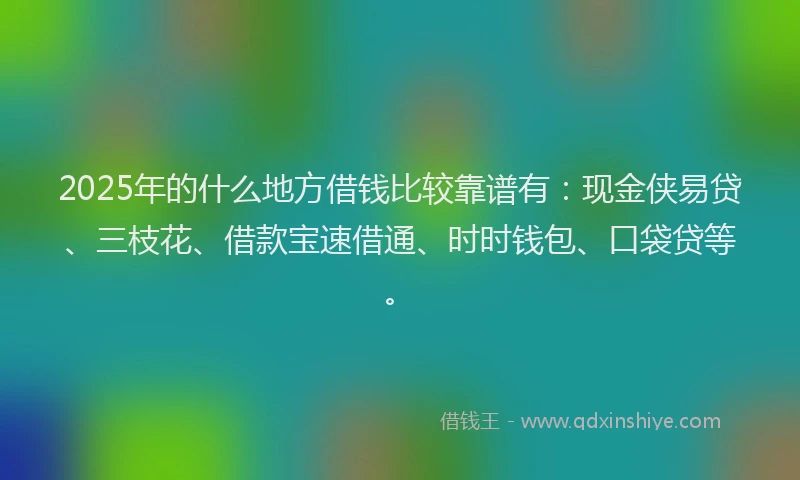 2025年的什么地方借钱比较靠谱有：现金侠易贷、三枝花、借款宝速借通、时时钱包、口袋贷等。