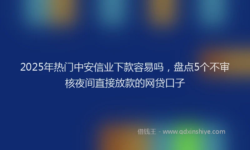 2025年热门中安信业下款容易吗，盘点5个不审核夜间直接放款的网贷口子
