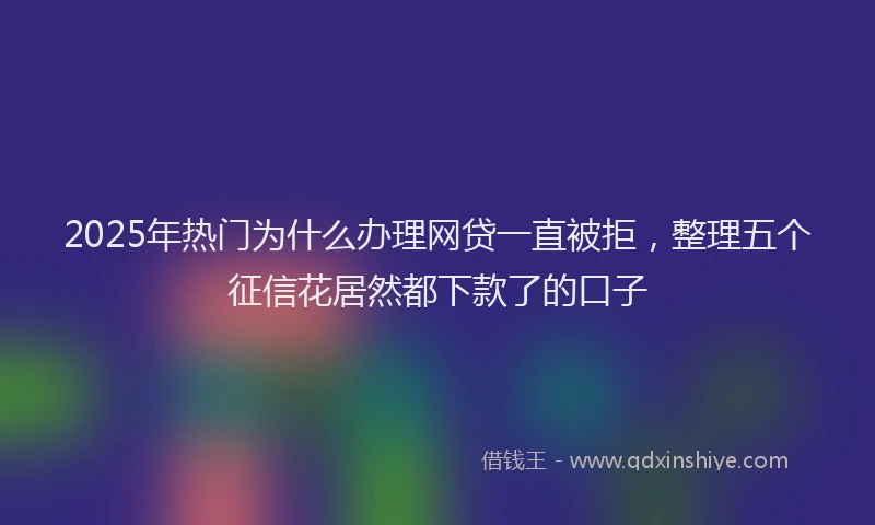 2025年热门为什么办理网贷一直被拒，整理五个征信花居然都下款了的口子