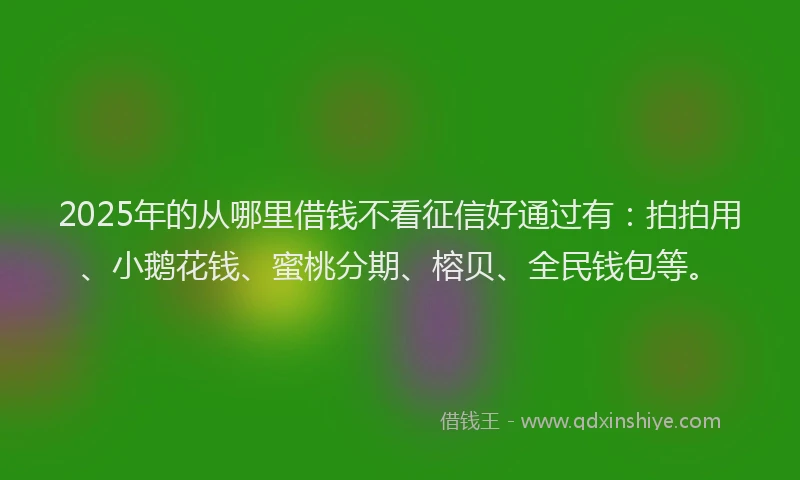 2025年的从哪里借钱不看征信好通过有：拍拍用、小鹅花钱、蜜桃分期、榕贝、全民钱包等。