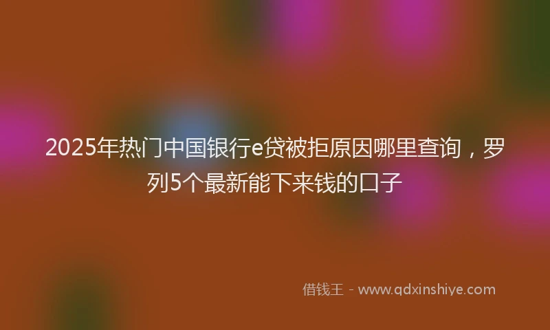 2025年热门中国银行e贷被拒原因哪里查询，罗列5个最新能下来钱的口子