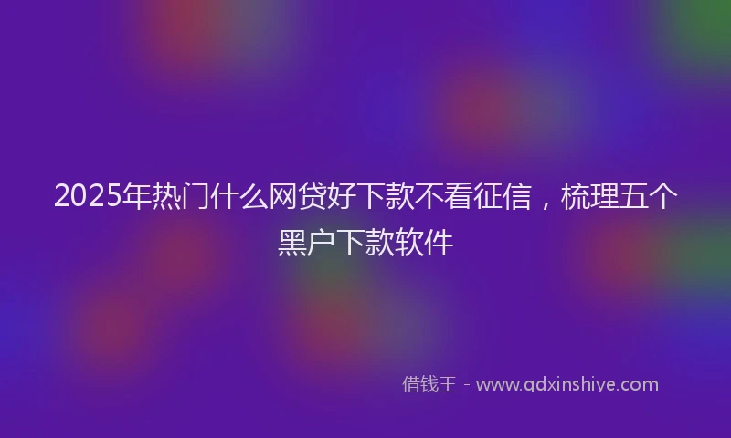 2025年热门什么网贷好下款不看征信，梳理五个黑户下款软件