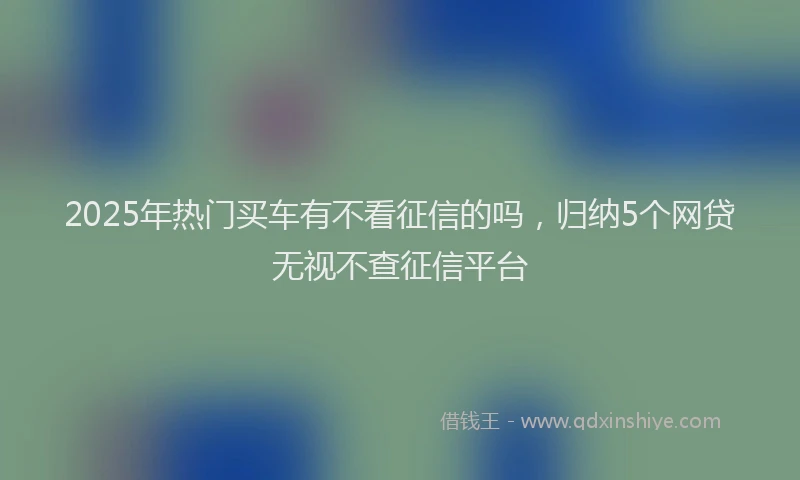 2025年热门买车有不看征信的吗，归纳5个网贷无视不查征信平台