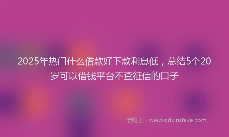 2025年热门什么借款好下款利息低，总结5个20岁可以借钱平台不查征信的口子