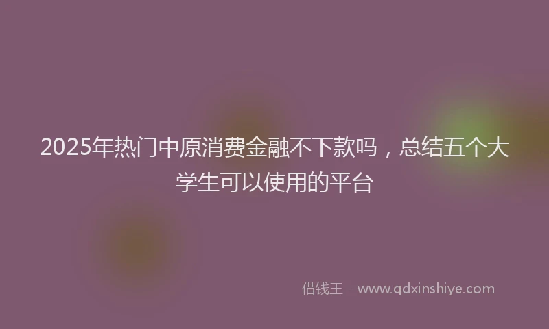 2025年热门中原消费金融不下款吗,总结五个大学生可以使用的平台