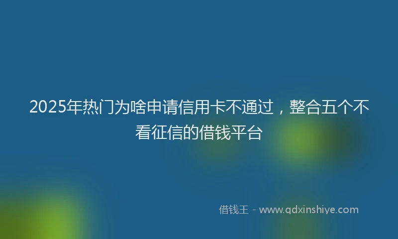 2025年热门为啥申请信用卡不通过，整合五个不看征信的借钱平台
