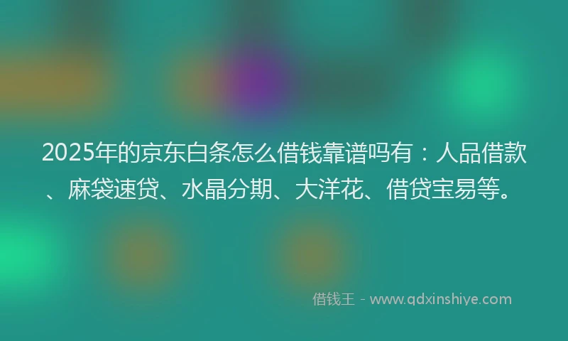 2025年的京东白条怎么借钱靠谱吗有：人品借款、麻袋速贷、水晶分期、大洋花、借贷宝易等。