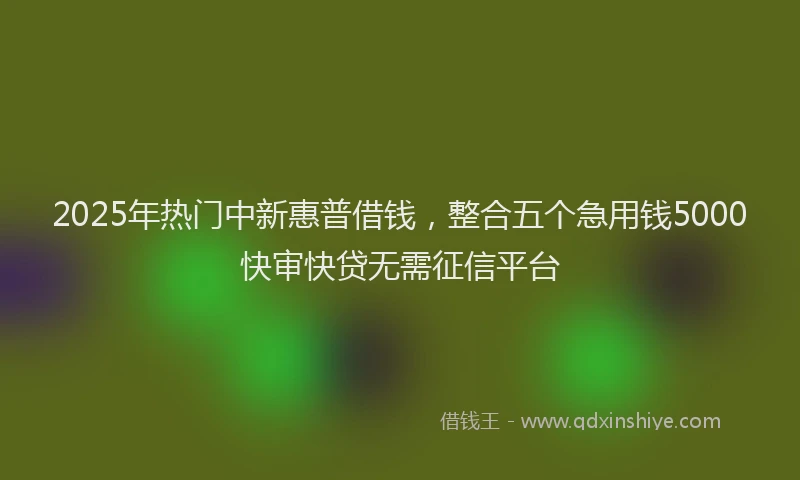 2025年热门中新惠普借钱，整合五个急用钱5000快审快贷无需征信平台