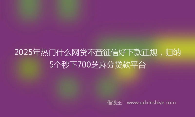 2025年热门什么网贷不查征信好下款正规，归纳5个秒下700芝麻分贷款平台