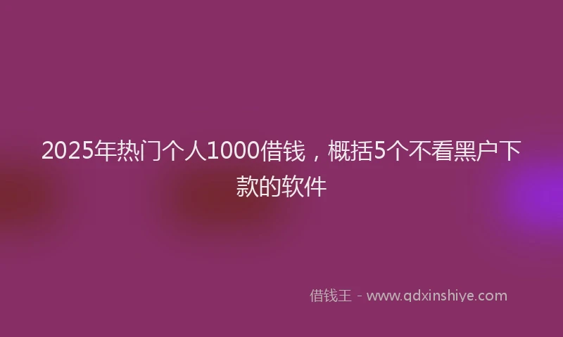 2025年热门个人1000借钱，概括5个不看黑户下款的软件