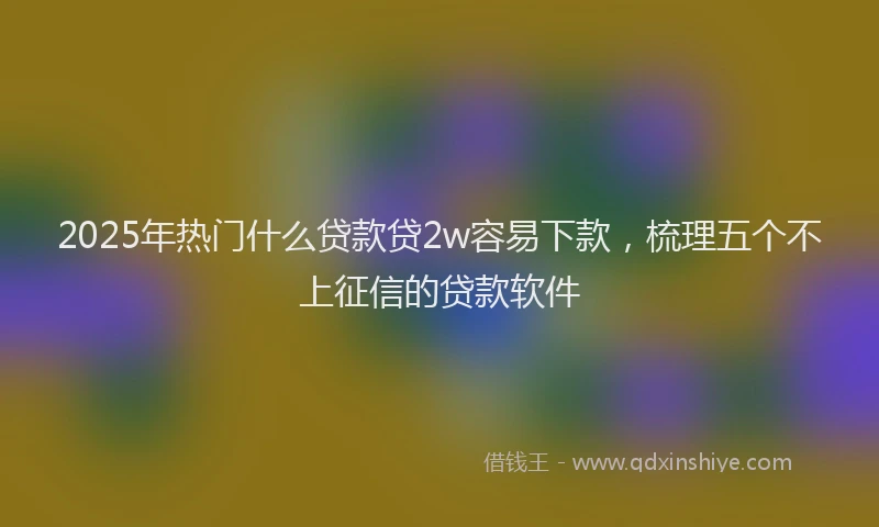 2025年热门什么贷款贷2w容易下款，梳理五个不上征信的贷款软件
