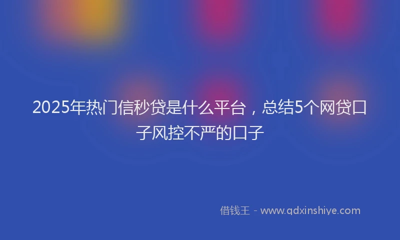 2025年热门信秒贷是什么平台，总结5个网贷口子风控不严的口子