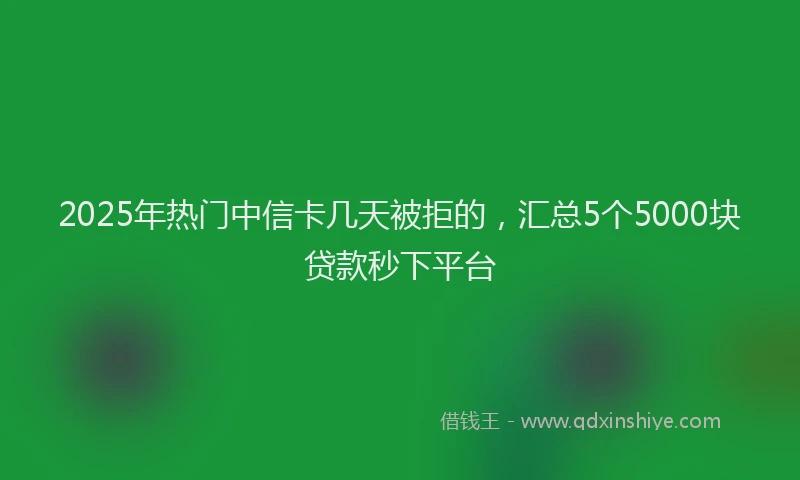 2025年热门中信卡几天被拒的，汇总5个5000块贷款秒下平台