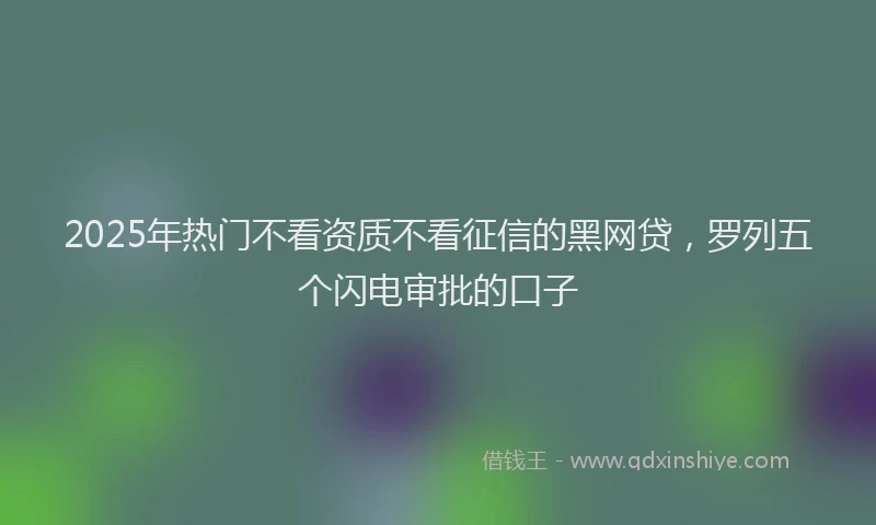 2025年热门不看资质不看征信的黑网贷，罗列五个闪电审批的口子