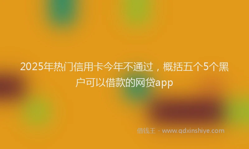 2025年热门信用卡今年不通过，概括五个5个黑户可以借款的网贷app