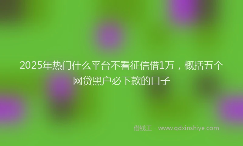 2025年热门什么平台不看征信借1万，概括五个网贷黑户必下款的口子