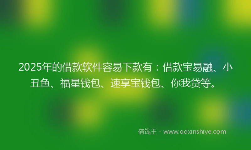 2025年的借款软件容易下款有：借款宝易融、小丑鱼、福星钱包、速享宝钱包、你我贷等。