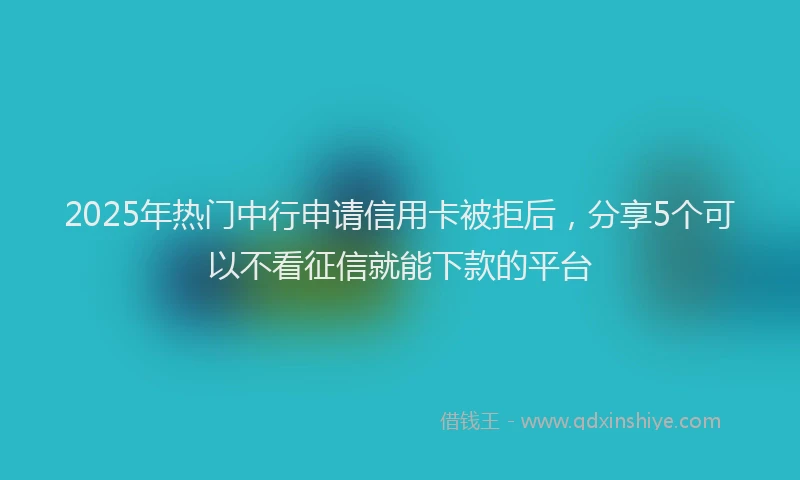2025年热门中行申请信用卡被拒后，分享5个可以不看征信就能下款的平台