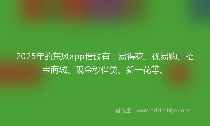 2025年的东风app借钱有：易得花、优易购、招宝商城、现金秒借贷、新一花等。