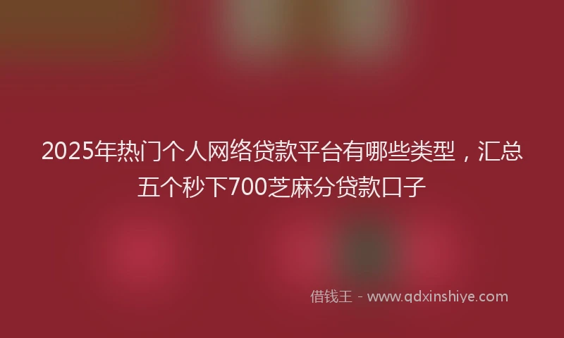 2025年热门个人网络贷款平台有哪些类型，汇总五个秒下700芝麻分贷款口子
