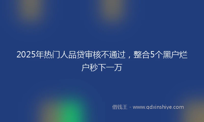 2025年热门人品贷审核不通过，整合5个黑户烂户秒下一万