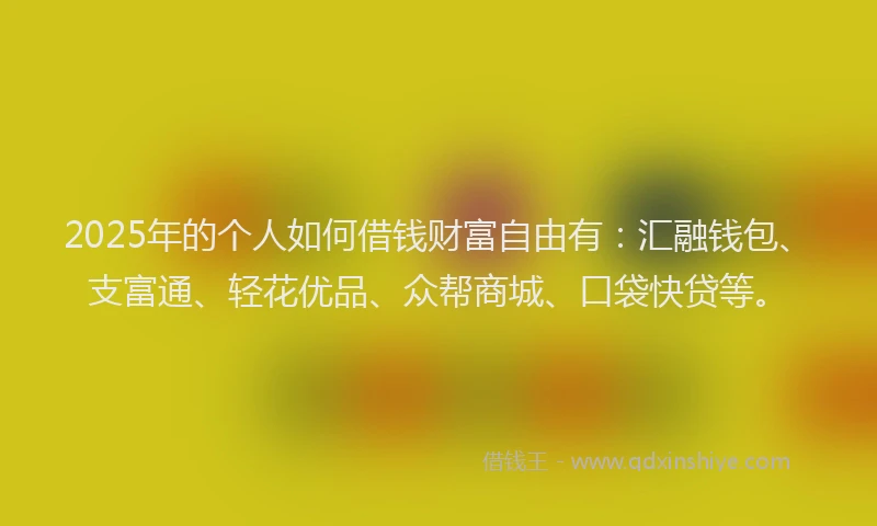 2025年的个人如何借钱财富自由有：汇融钱包、支富通、轻花优品、众帮商城、口袋快贷等。