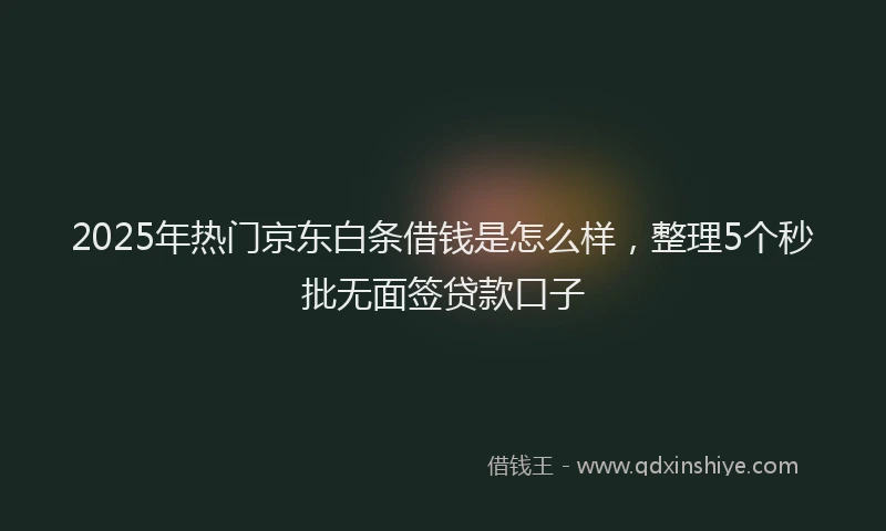 2025年热门京东白条借钱是怎么样，整理5个秒批无面签贷款口子