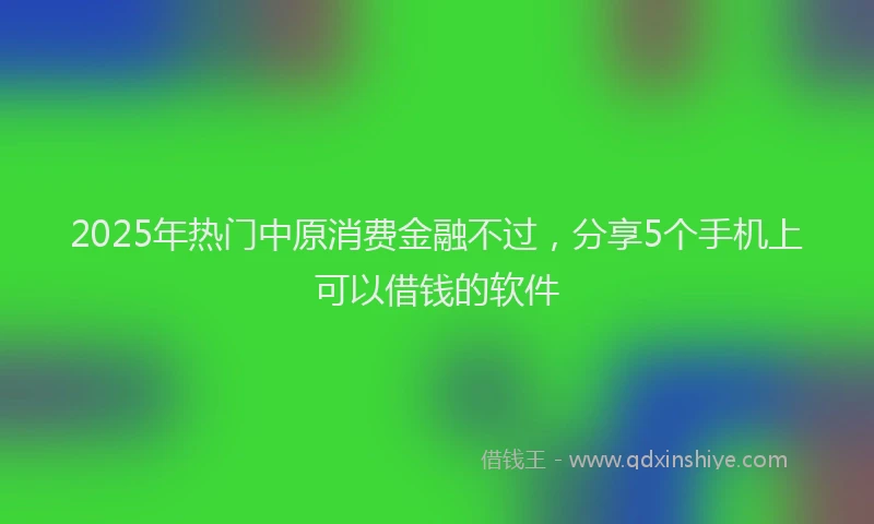 2025年热门中原消费金融不过，分享5个手机上可以借钱的软件