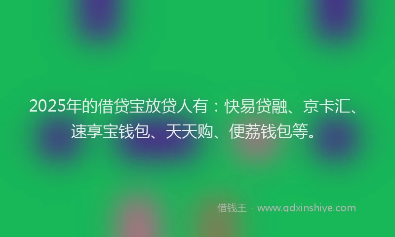 2025年的借贷宝放贷人有：快易贷融、京卡汇、速享宝钱包、天天购、便荔钱包等。